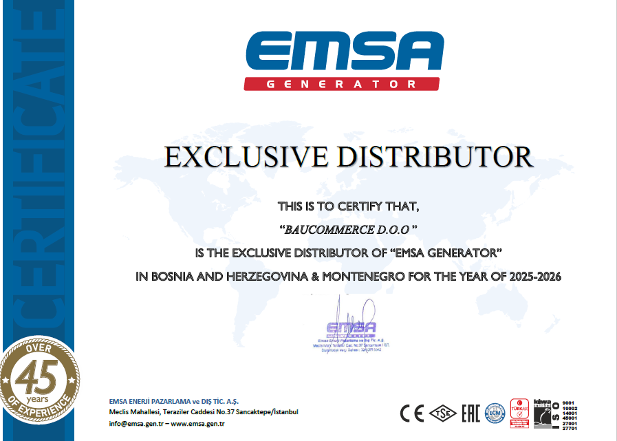 Ekskluzivni distributer EMSA Generator za 2025-2026. godinu